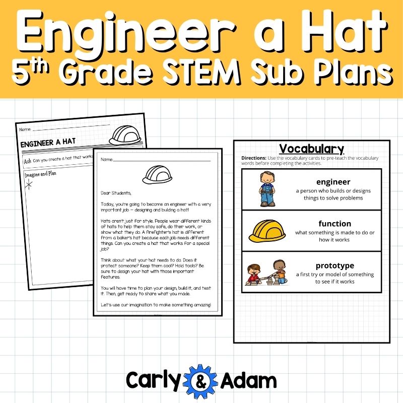 5th Grade Sub Plans STEM Activity Engineer a Hat Challenge — preview 3