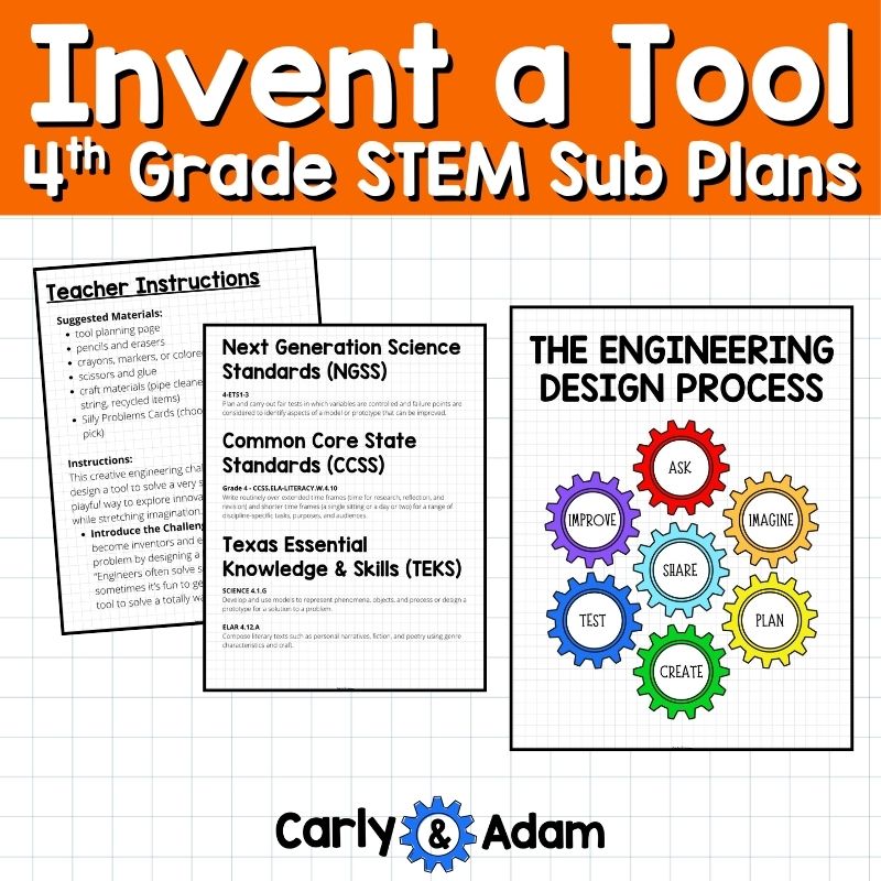 4th Grade Sub Plans STEM Activity Invent a Tool Engineering Challenge — preview 3
