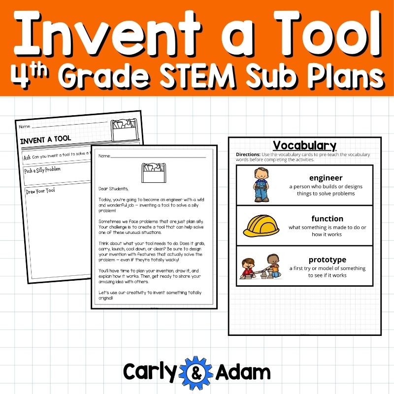 4th Grade Sub Plans STEM Activity Invent a Tool Engineering Challenge — preview 5