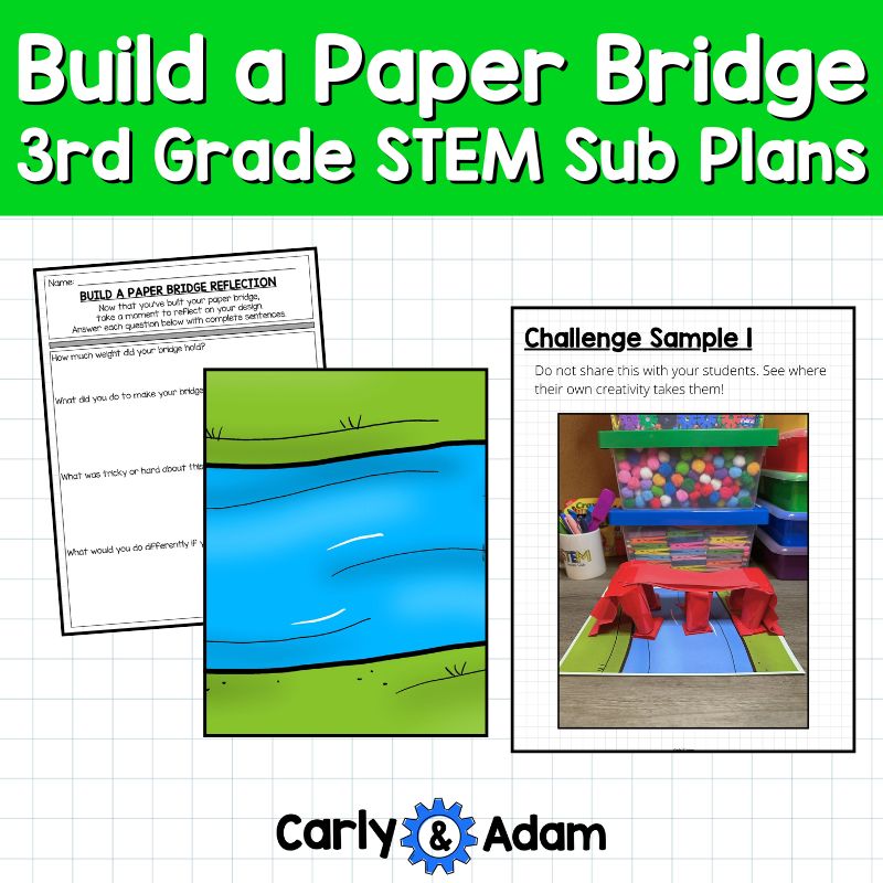 3rd Grade Sub Plans STEM Activity Build a Paper Bridge Engineering Challenge — preview 6