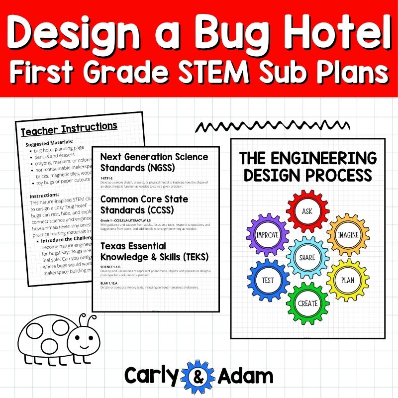 First Grade STEM Sub Plan Activity Build a Bug Hotel Engineering Challenge — preview 3