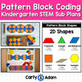 Kindergarten STEM Sub Plans Pattern Block Coding Activity — preview 1