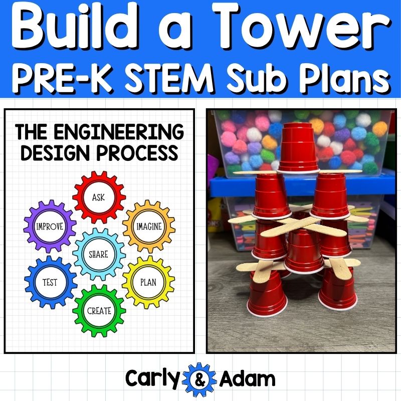 Pre-K STEM Sub Plans Build a Tower STEM Challenge — preview 1