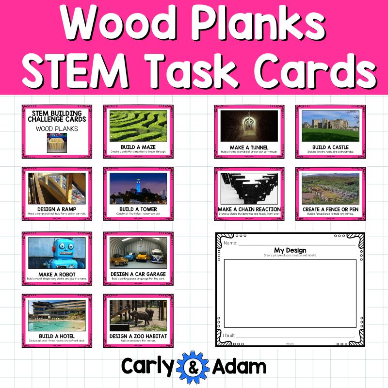 Wood Plank STEM Task Cards Engineering, Math, Sub Plans, KEVA Planks — preview 7