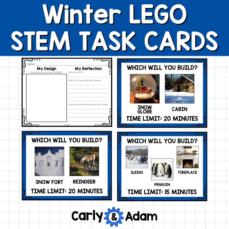 Winter LEGO Task Cards, Brain Breaks, STEM, Early Finishers, Makerspace Bins — preview 6