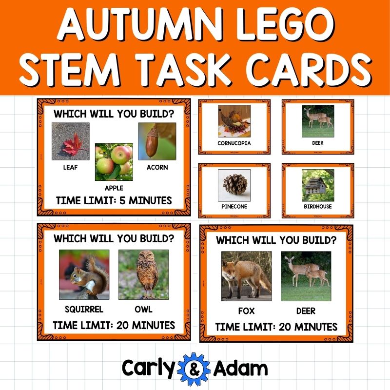 NO PREP Fall/Autumn STEM Task Cards, Engineering Activities, Timed Lessons — preview 3