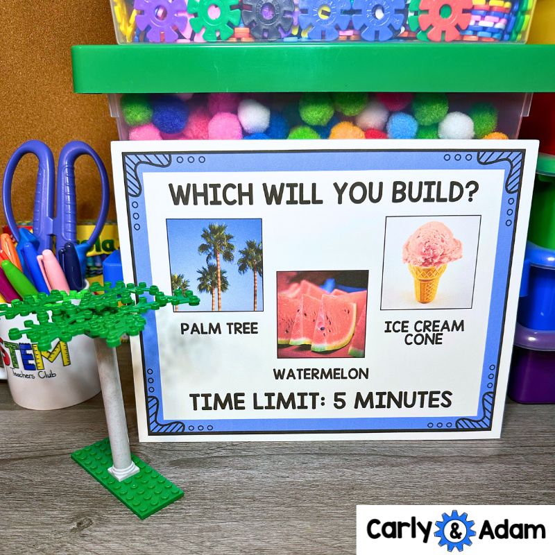 Summer STEM Challenges Timed LEGO Task Cards Science, Makerspace Bins — preview 2