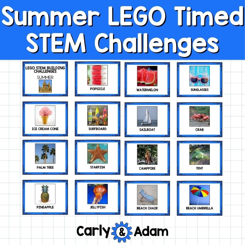 Summer STEM Challenges Timed LEGO Task Cards Science, Makerspace Bins — preview 5