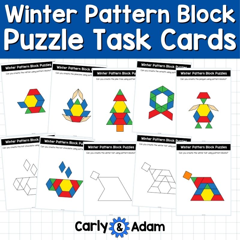Winter Pattern Block Puzzles 2D Shapes Worksheets Winter Activities — preview 3