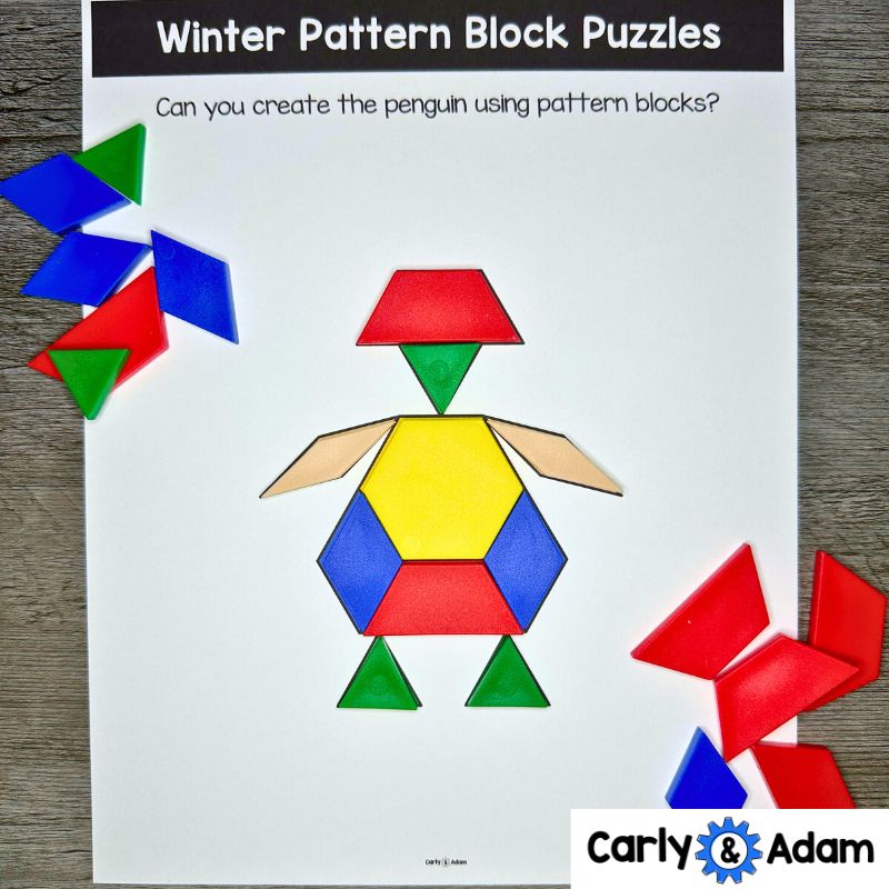 Winter Pattern Block Puzzles 2D Shapes Worksheets Winter Activities — preview 5