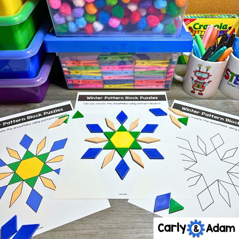 Winter Pattern Block Puzzles 2D Shapes Worksheets Winter Activities — preview 6