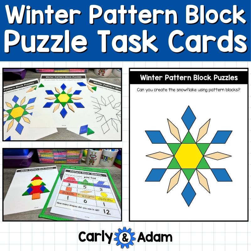 Winter Pattern Block Puzzles 2D Shapes Worksheets Winter Activities — preview 1