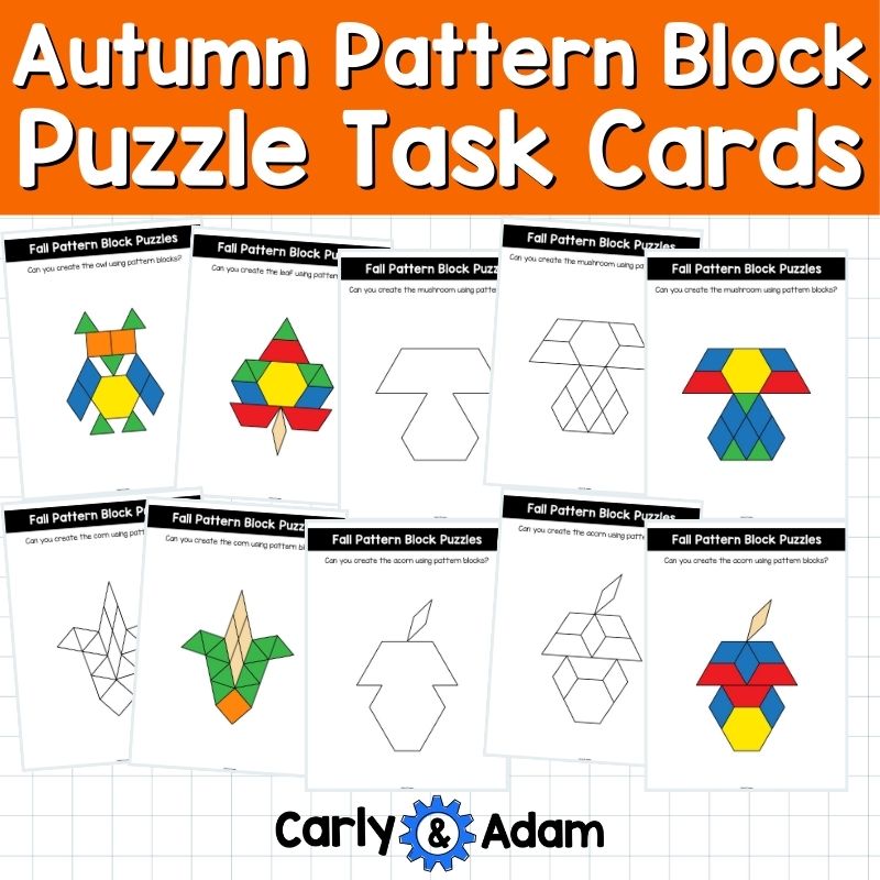 Autumn Pattern Block Puzzles 2D Shapes Worksheets Pattern Block Fall Activities — preview 3