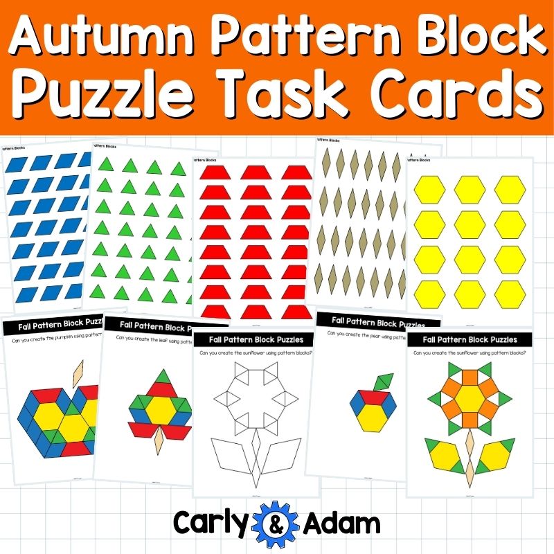 Autumn Pattern Block Puzzles 2D Shapes Worksheets Pattern Block Fall Activities — preview 5