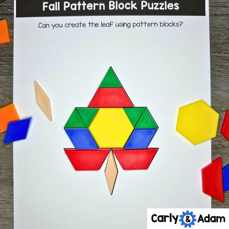Autumn Pattern Block Puzzles 2D Shapes Worksheets Pattern Block Fall Activities — preview 8