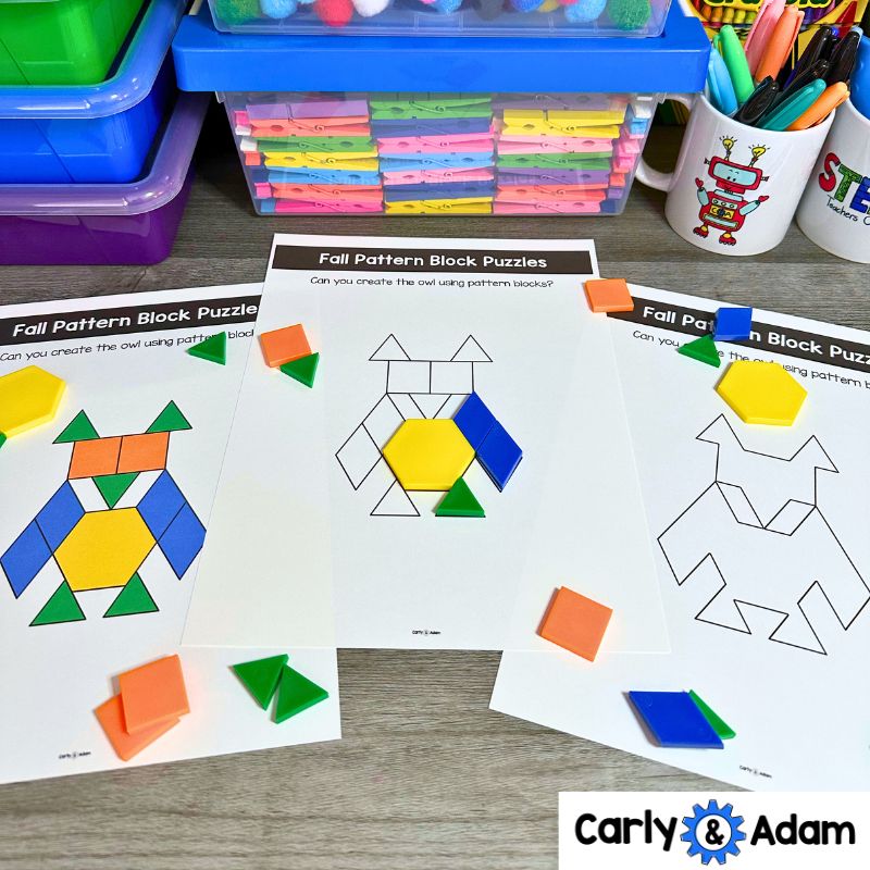 Autumn Pattern Block Puzzles 2D Shapes Worksheets Pattern Block Fall Activities — preview 9