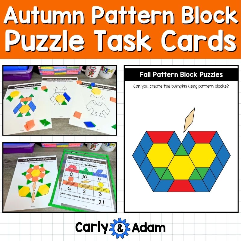 Autumn Pattern Block Puzzles 2D Shapes Worksheets Pattern Block Fall Activities — preview 1