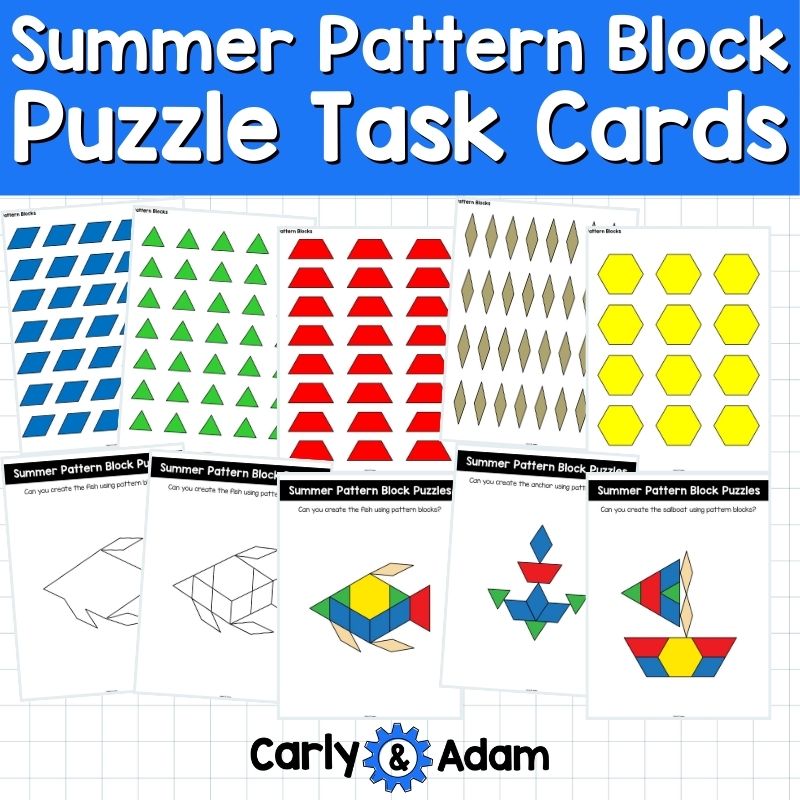 Summer Pattern Block Puzzles 2D Shapes Worksheets Pattern Block Mats Activities — preview 6