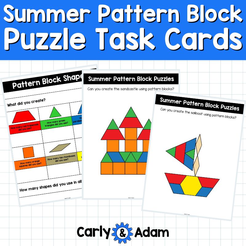 Summer Pattern Block Puzzles 2D Shapes Worksheets Pattern Block Mats Activities — preview 9