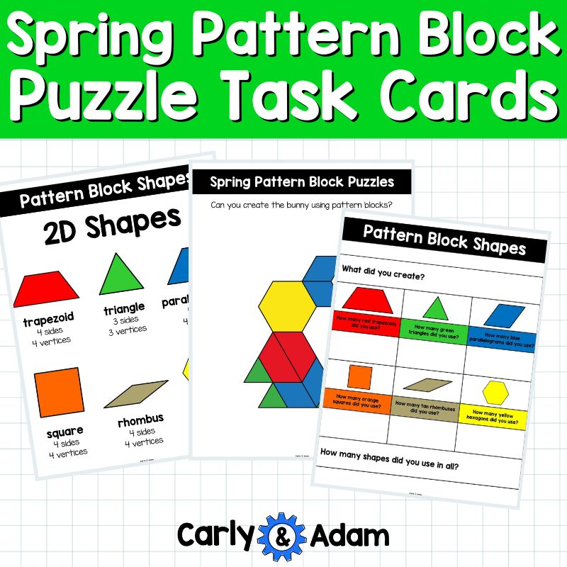 Spring Pattern Block Puzzles 2D Shapes Worksheets Pattern Block Mats Activities — preview 3