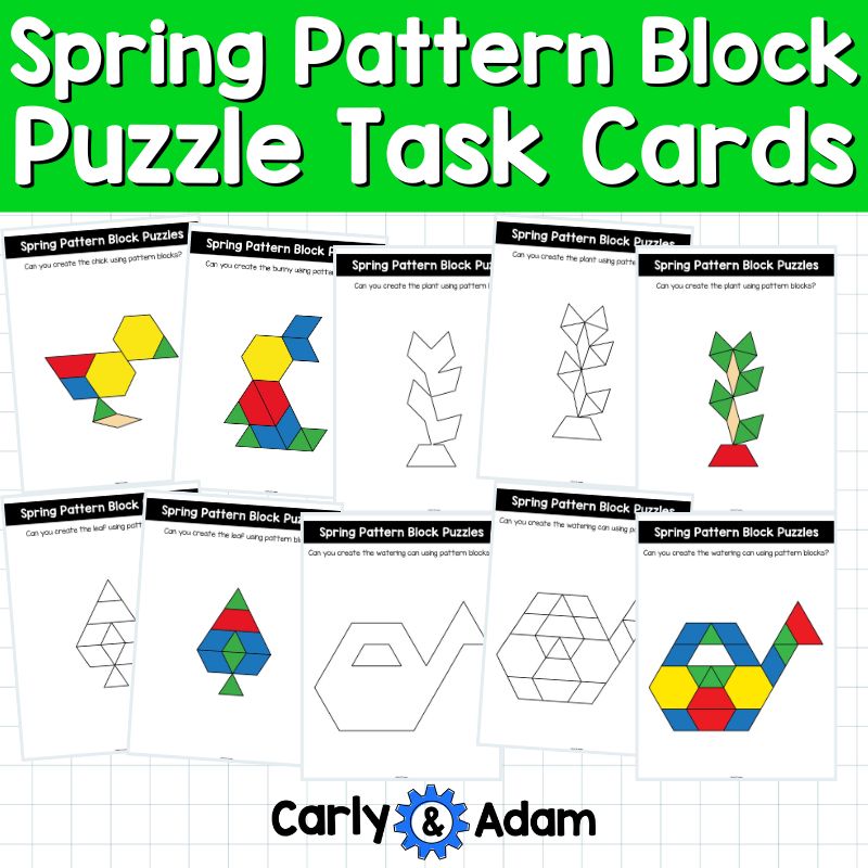 Spring Pattern Block Puzzles 2D Shapes Worksheets Pattern Block Mats Activities — preview 4