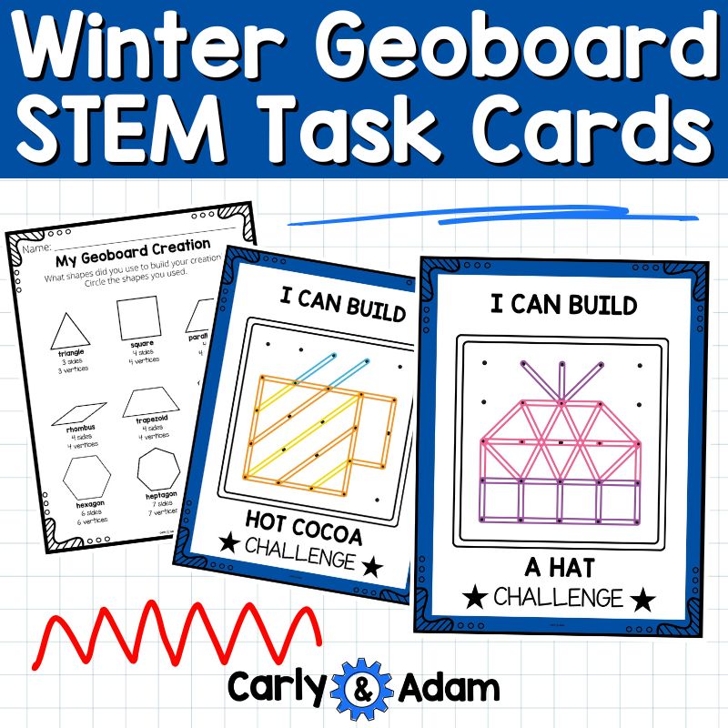 Winter Geoboard Task Cards Shapes Activities Kindergarten 1st Grade 2nd Grade — preview 3