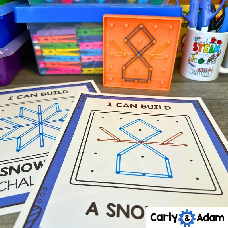 Winter Geoboard Task Cards Shapes Activities Kindergarten 1st Grade 2nd Grade — preview 4