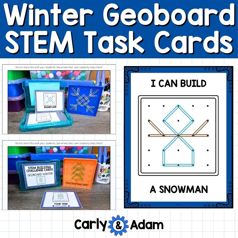 Winter Geoboard Task Cards Shapes Activities Kindergarten 1st Grade 2nd Grade — preview 1