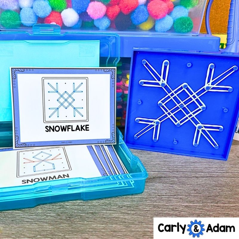 Winter Geoboard Task Cards Shapes Activities Kindergarten 1st Grade 2nd Grade — preview 7