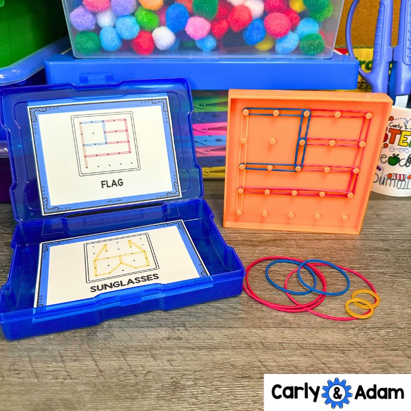 Summer Geoboard Task Cards Shapes Activities Kindergarten, 1st, 2nd Grade STEM — preview 3