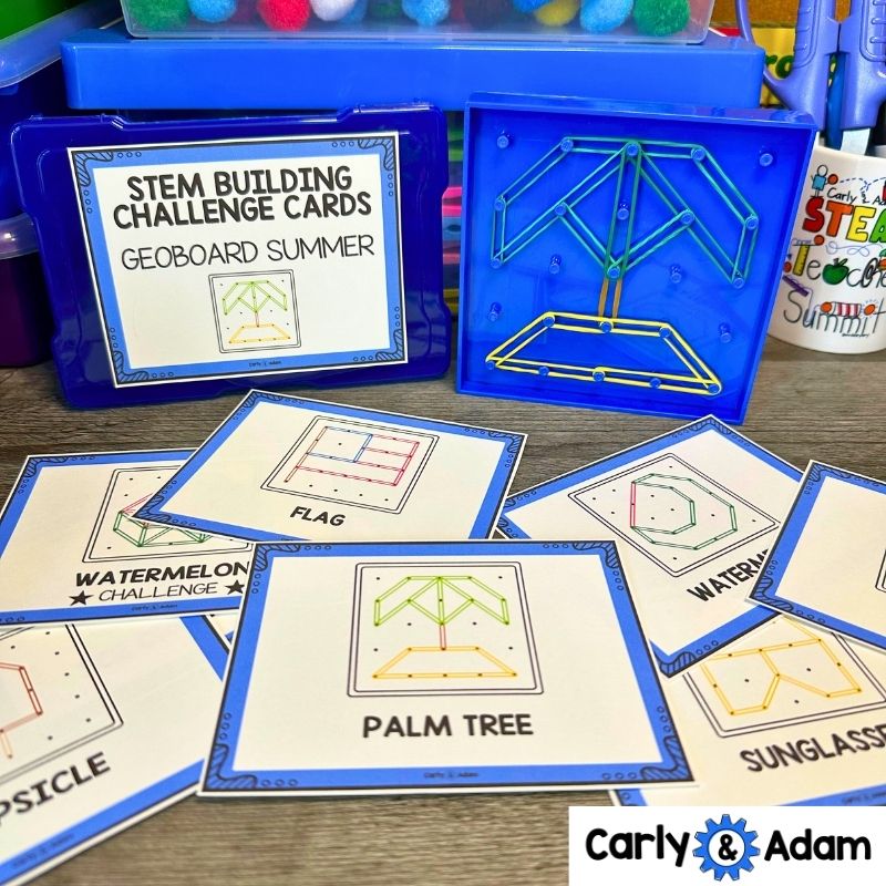Summer Geoboard Task Cards Shapes Activities Kindergarten, 1st, 2nd Grade STEM — preview 4