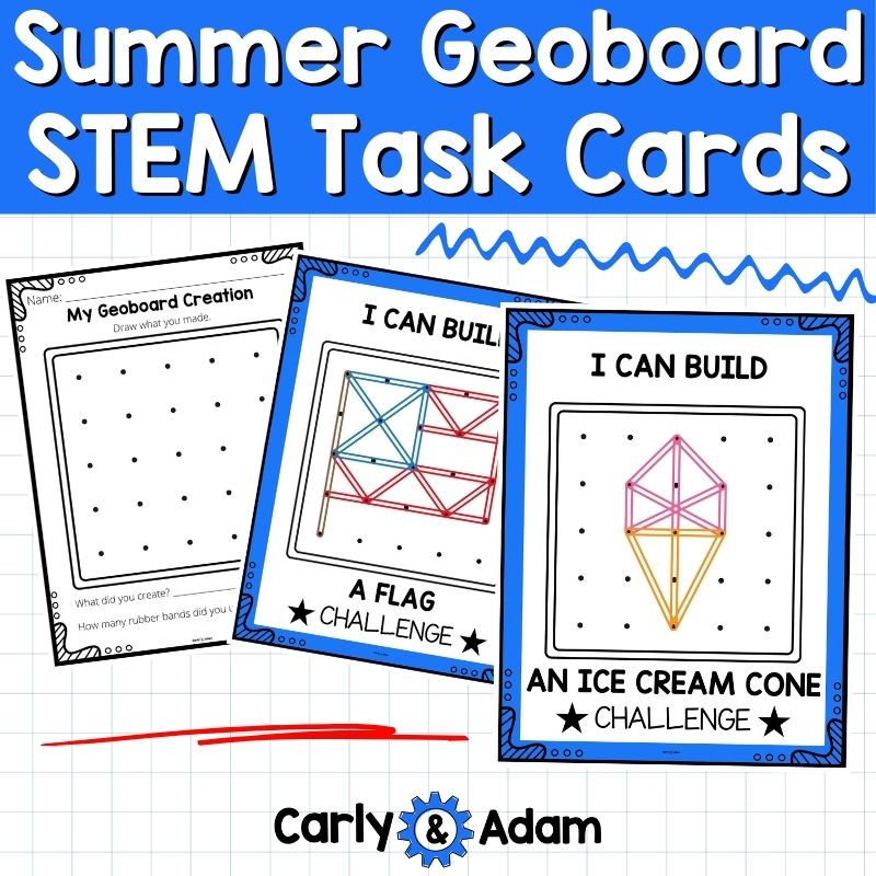 Summer Geoboard Task Cards Shapes Activities Kindergarten, 1st, 2nd Grade STEM — preview 5