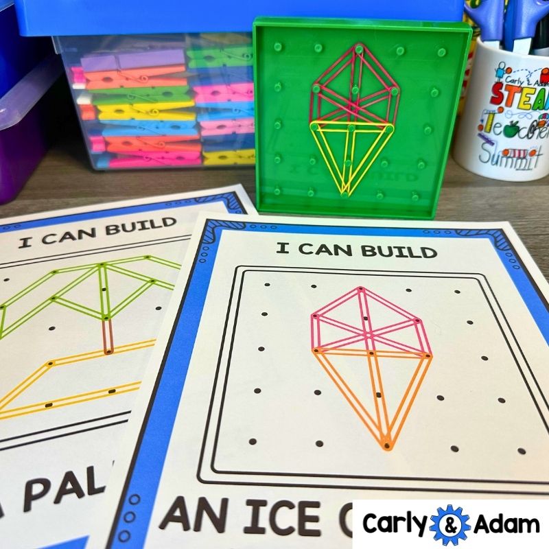 Summer Geoboard Task Cards Shapes Activities Kindergarten, 1st, 2nd Grade STEM — preview 7
