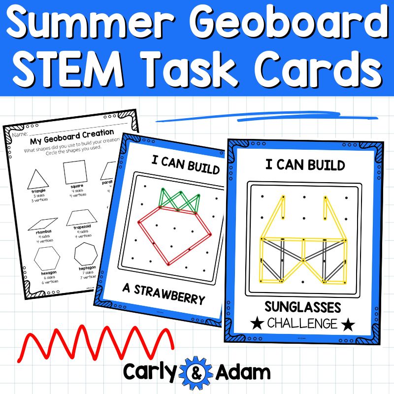 Summer Geoboard Task Cards Shapes Activities Kindergarten, 1st, 2nd Grade STEM — preview 8