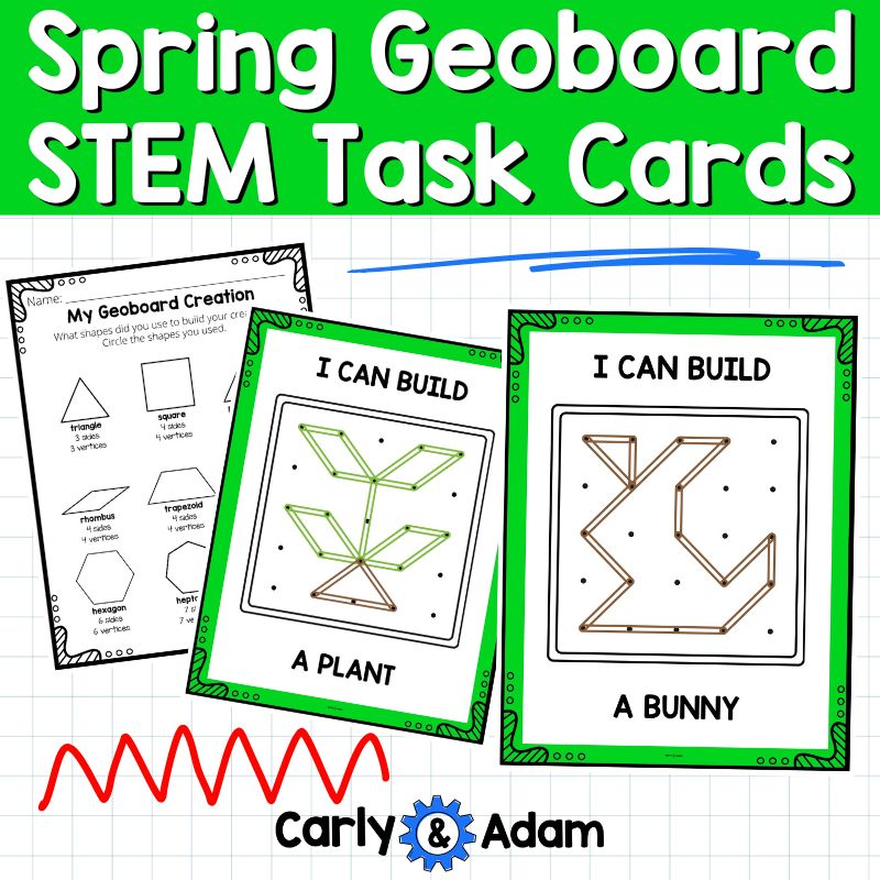 Spring Geoboard Task Cards Shapes Activities STEM Kindergarten, 1st, 2nd Grade — preview 4