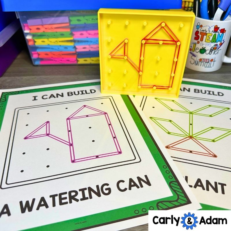 Spring Geoboard Task Cards Shapes Activities STEM Kindergarten, 1st, 2nd Grade — preview 7