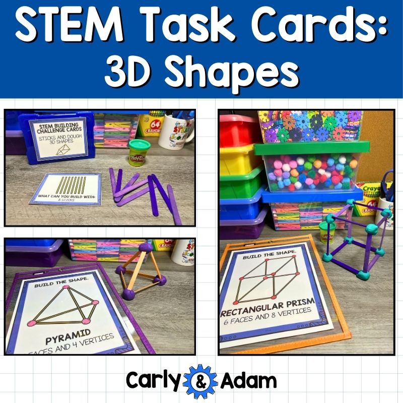 3D Shapes STEM Task Cards Craft Sticks Engineering Activities and Challenges — preview 1