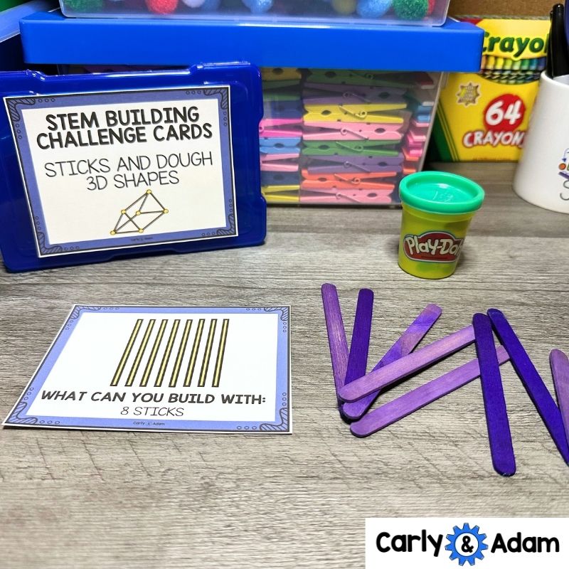 3D Shapes STEM Task Cards Craft Sticks Engineering Activities and Challenges — preview 3