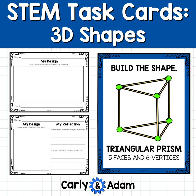 3D Shapes STEM Task Cards Craft Sticks Engineering Activities and Challenges — preview 6