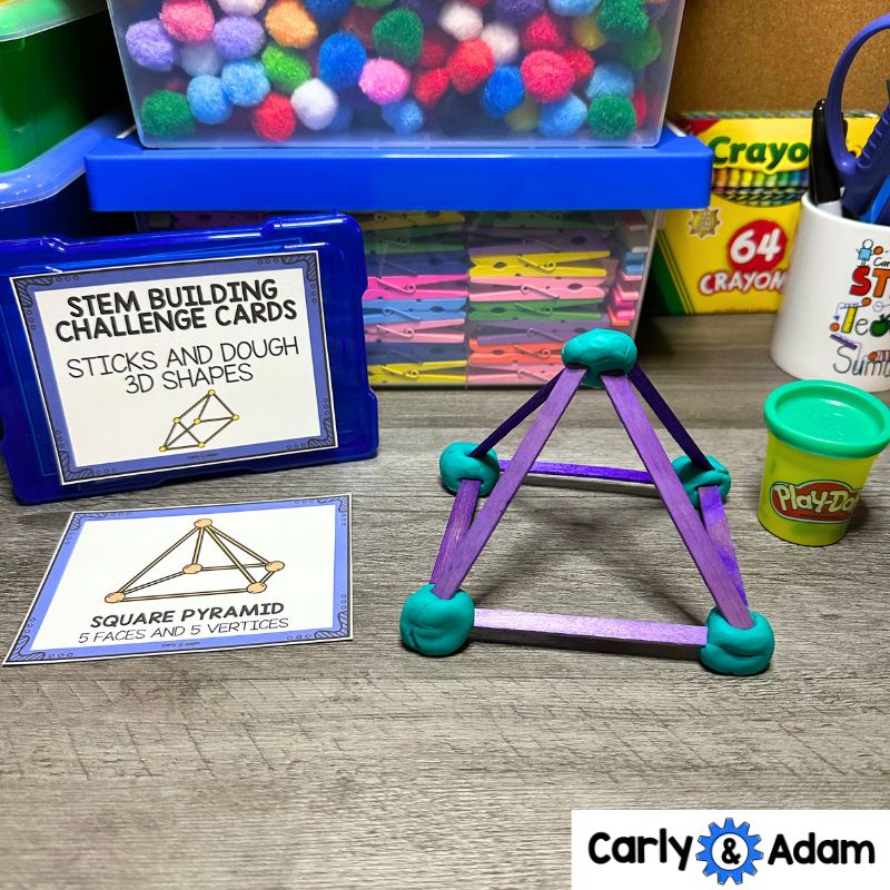 3D Shapes STEM Task Cards Craft Sticks Engineering Activities and Challenges — preview 7