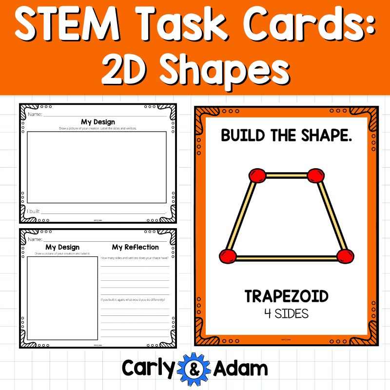 2D Shapes STEM Task Cards, Worksheets, Anchor Charts, Engineering, Attributes — preview 7