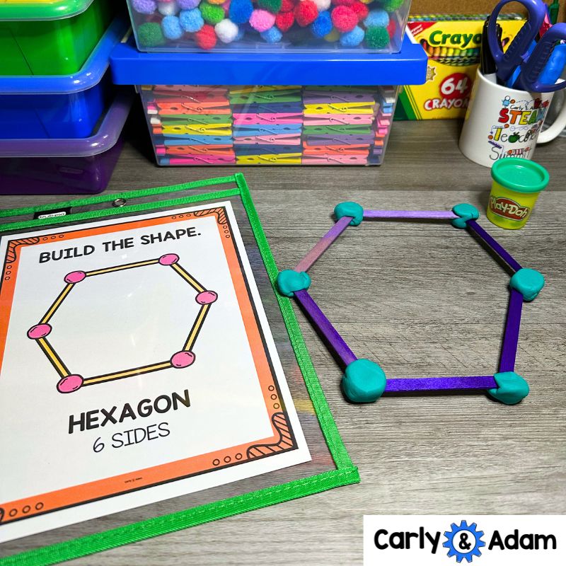 2D Shapes STEM Task Cards, Worksheets, Anchor Charts, Engineering, Attributes — preview 8