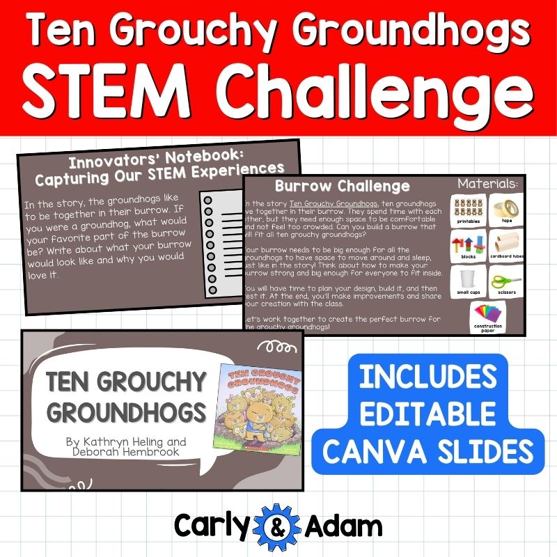 Groundhog Day Burrow Builder Habitat STEM Lesson Ten Grouchy Groundhogs — preview 3