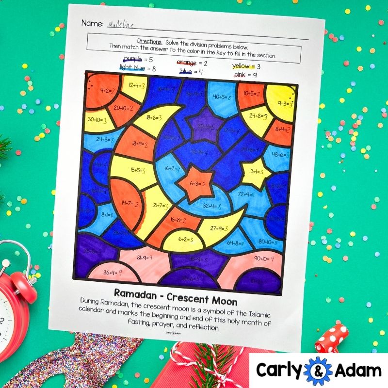 Holidays Around the World STEM Color by Code Math Lesson — preview 4