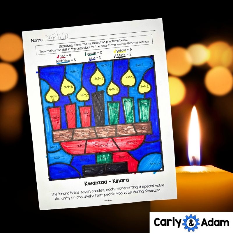 Holidays Around the World STEM Color by Code Math Lesson — preview 5