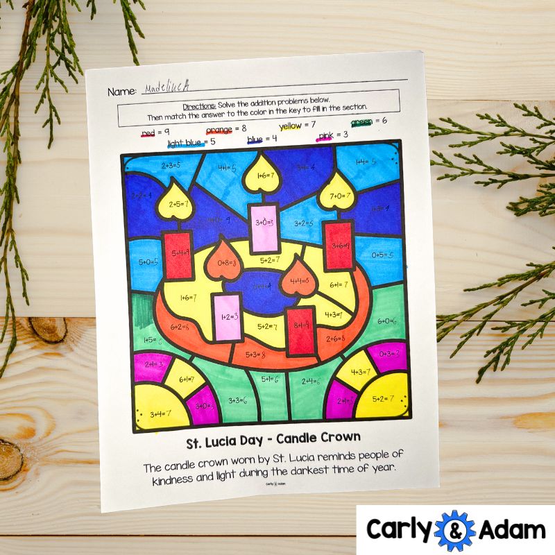 Holidays Around the World STEM Color by Code Math Lesson — preview 6