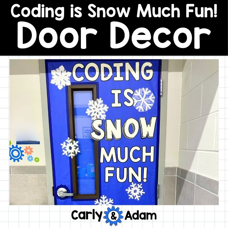 Coding Classroom Decor Winter Door Decor, Hour of Code, STEM Class, Snowflakes — preview 1