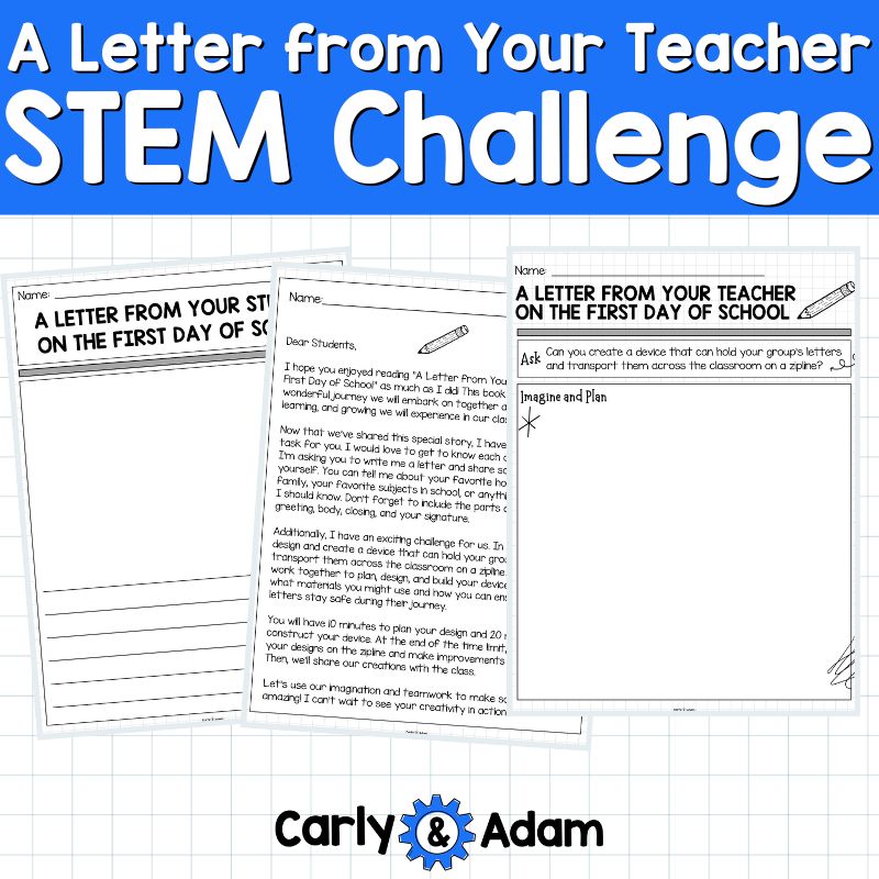A Letter from Your Teacher on the First Day of School Activity Zipline Challenge — preview 5