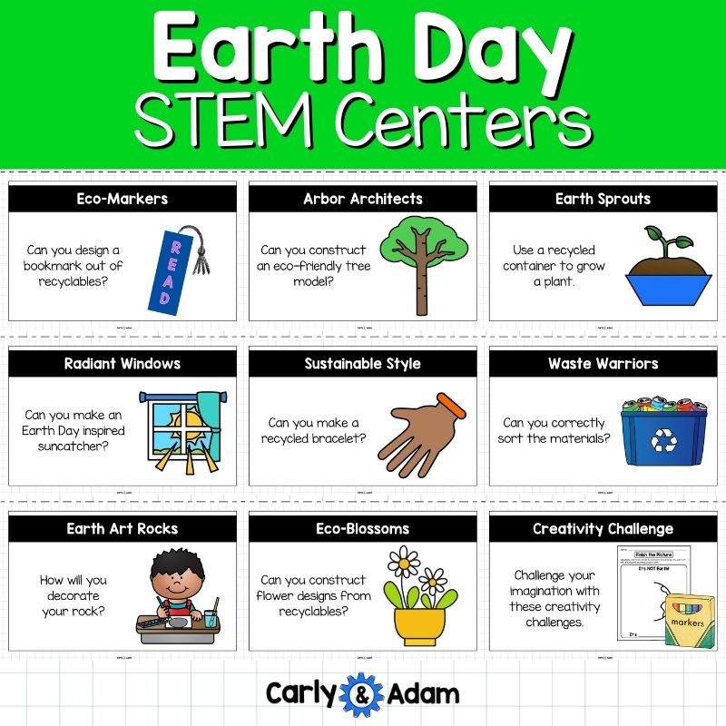 Earth Day STEM Centers Collaborative Poster, Creativity Activities, Recycling — preview 4