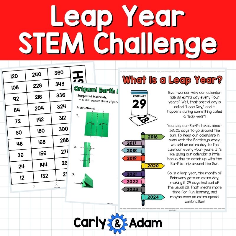 Leap Day Leap Year 2024 STEM Activity Origami Earth Racers, Astronomy Lesson — preview 9